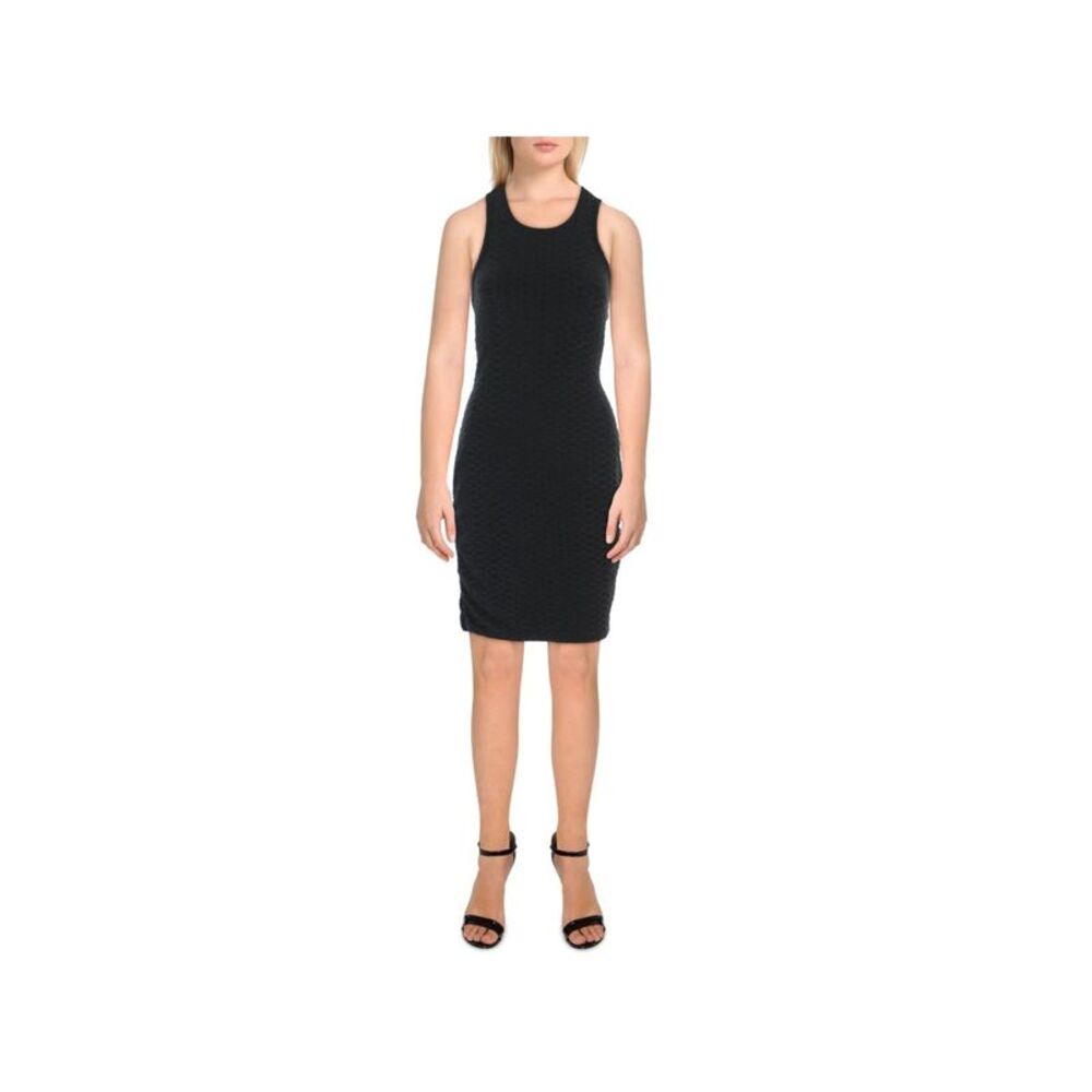 ALMOST FAMOUS Womens Body Con Short Dress Black Sleeveless Cutout Back Juniors L